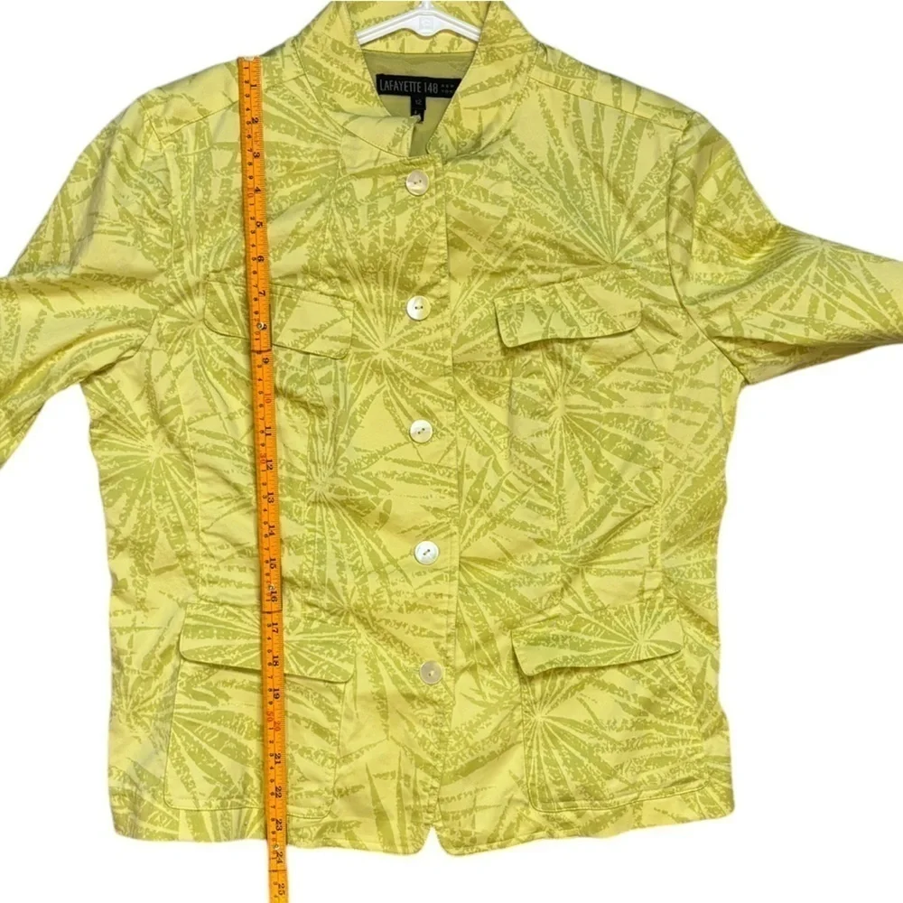 Lafayette 148 Chartreuse Green Front Button Long Sleeve Jacket 12